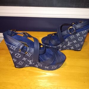 Louis Vuitton XL Denim Wedges Size 36